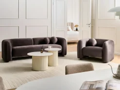Set da salotto 4 posti LEIREN Velluto Marrone scuro