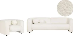 Set da salotto 4 posti LEIREN Bouclé Bianco