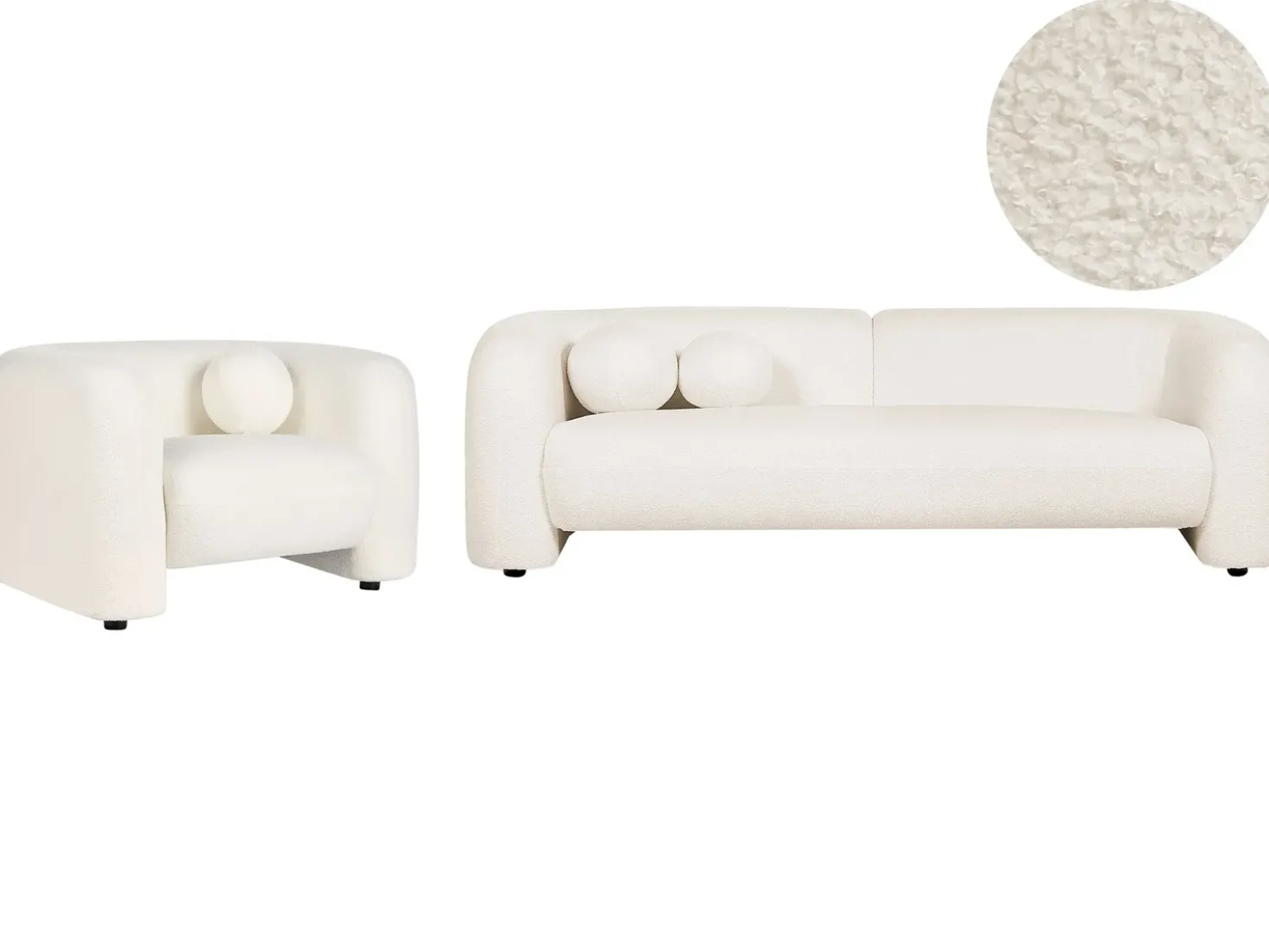 Set da salotto 4 posti LEIREN Bouclé Bianco