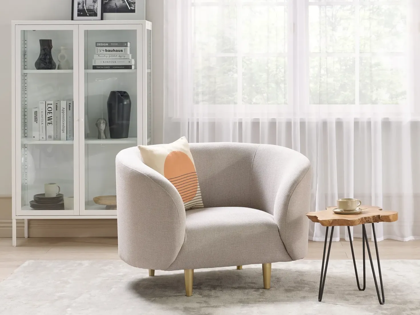 Set da salotto 3 posti LOEN Tessuto Beige chiaro