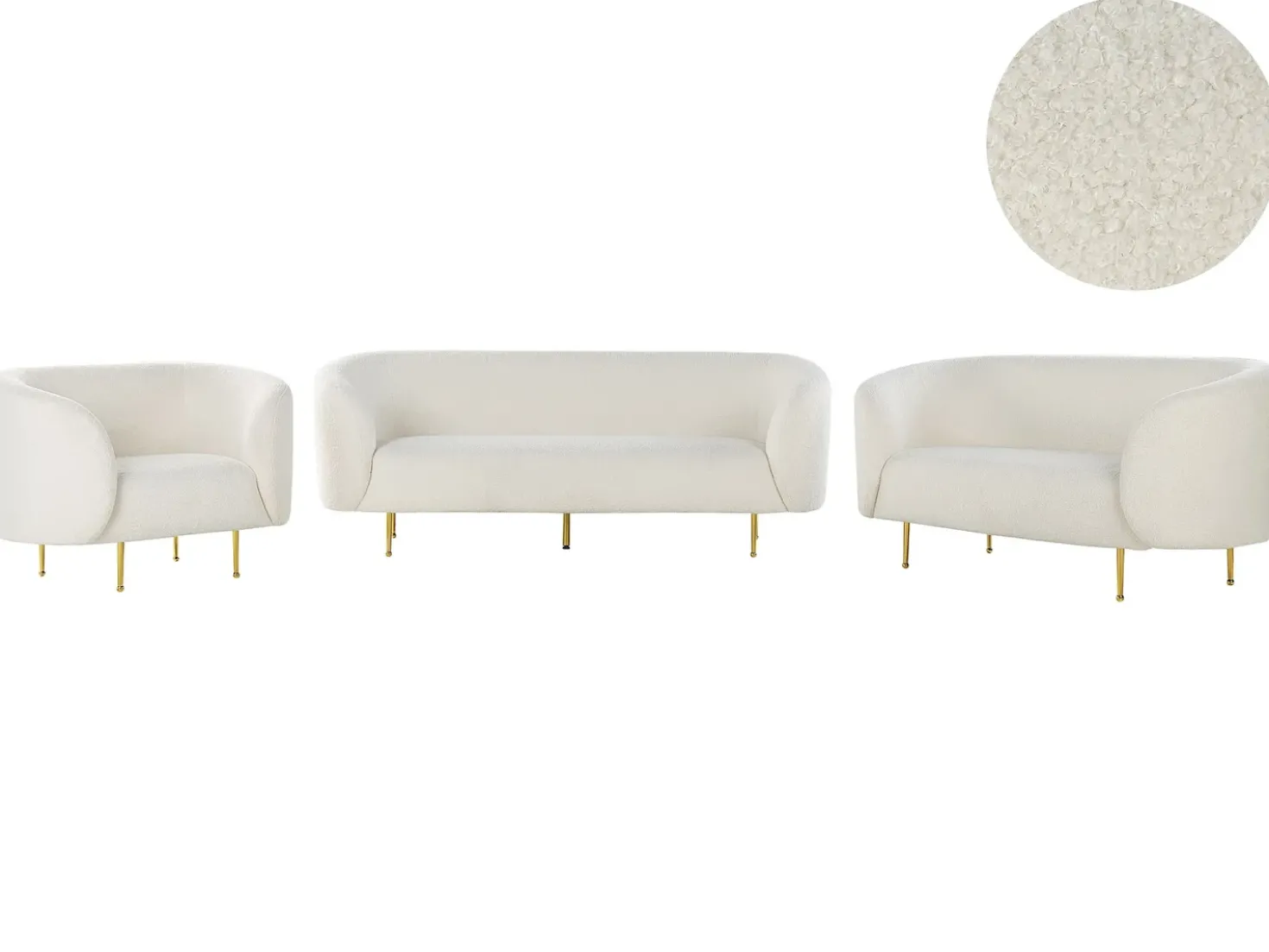 Set da salotto 6 posti LOEN Bouclé Bianco