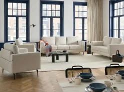 Set da salotto 7 posti LOUSTO Tessuto Beige chiaro