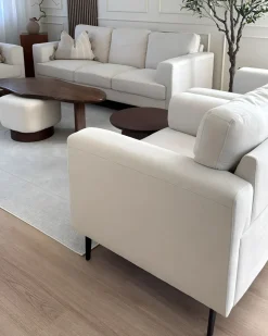 Set da salotto 7 posti LOUSTO Tessuto Beige chiaro