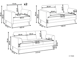 Set da salotto 7 posti LOUSTO Tessuto Marrone