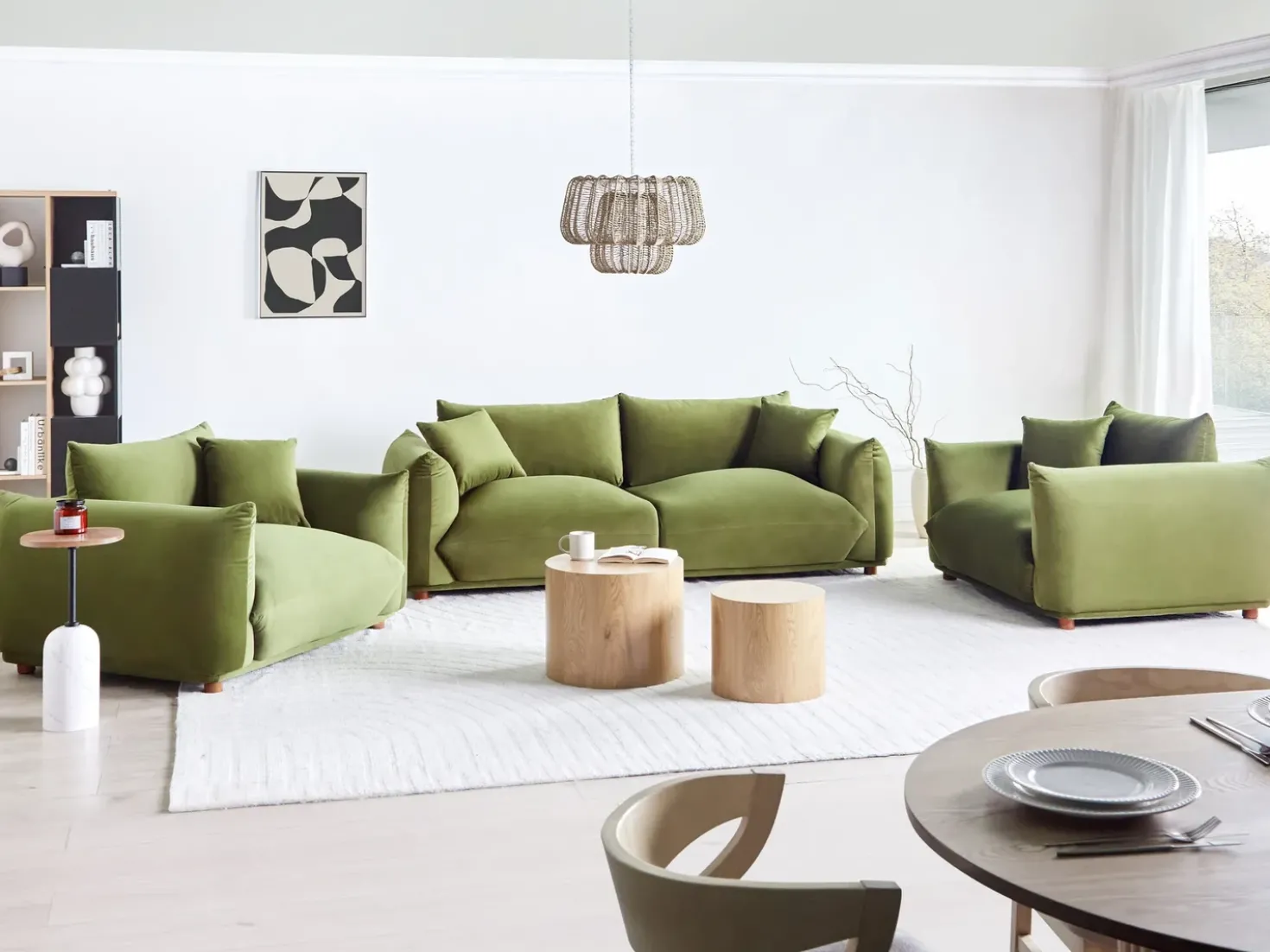 Set da salotto 5 posti LUVOS Velluto Verde