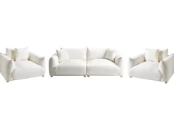 Set da salotto 5 posti LUVOS Bouclé Bianco sporco