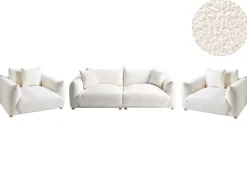 Set da salotto 5 posti LUVOS Bouclé Bianco sporco