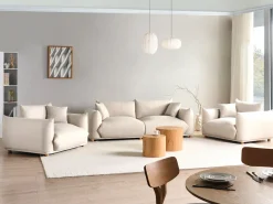 Set da salotto 5 posti LUVOS Tessuto Beige chiaro
