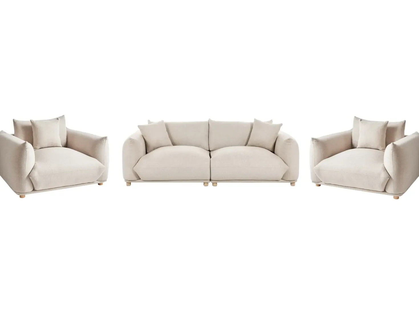 Set da salotto 5 posti LUVOS Tessuto Beige chiaro
