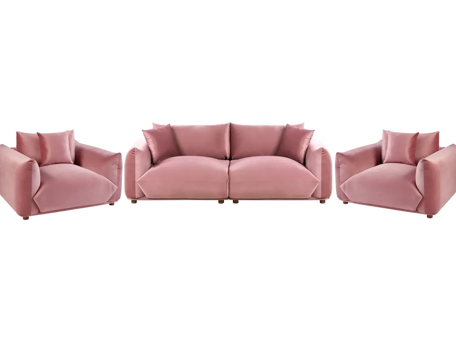 Set da salotto 5 posti LUVOS Velluto Rosa