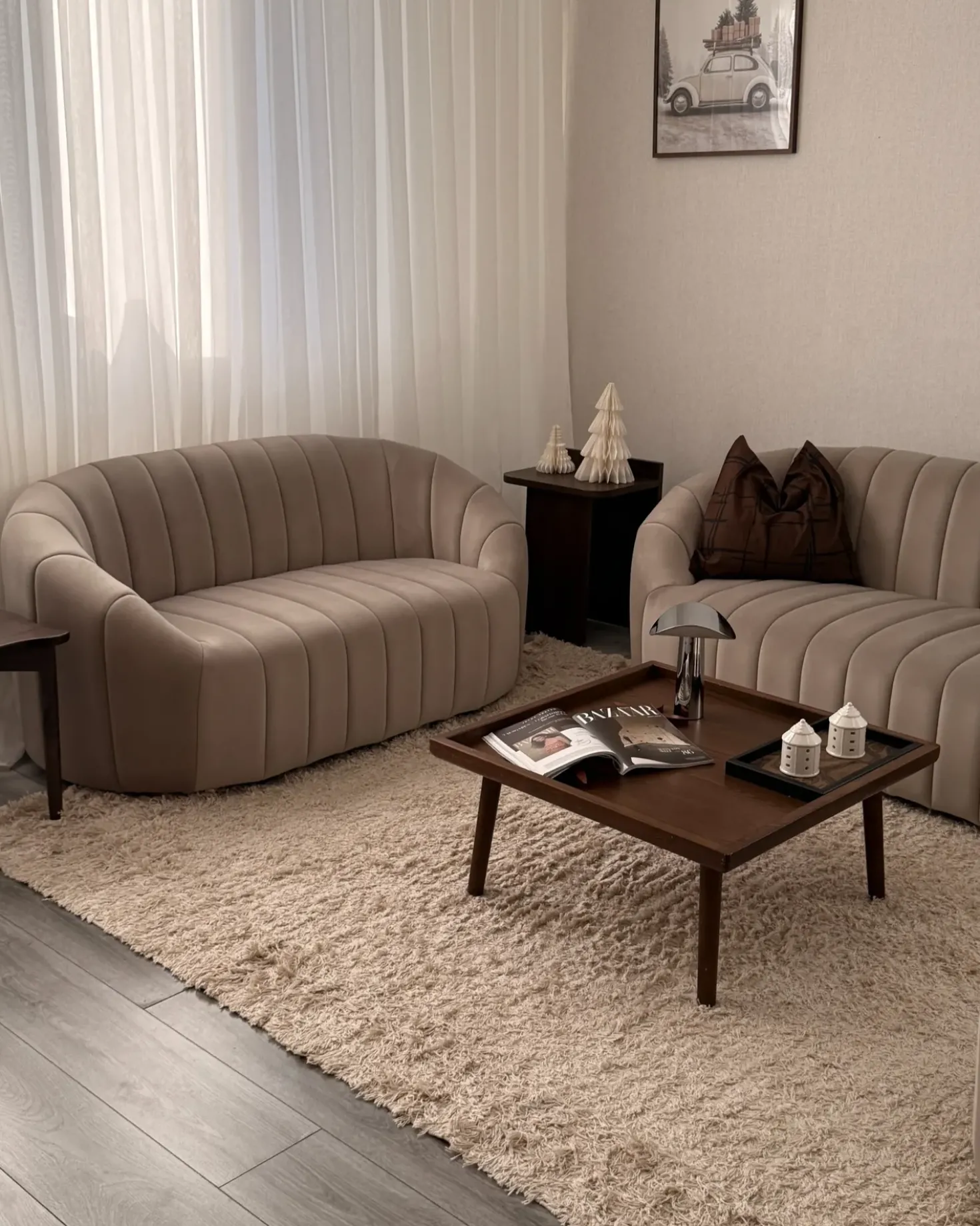 Set da salotto 6 posti MALUNG Velluto Beige