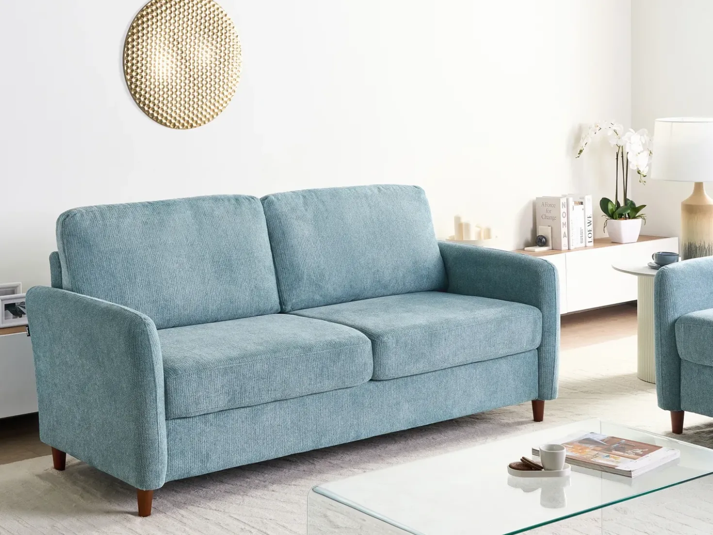Set da salotto 5 posti MARE Tessuto Blu con contenitore