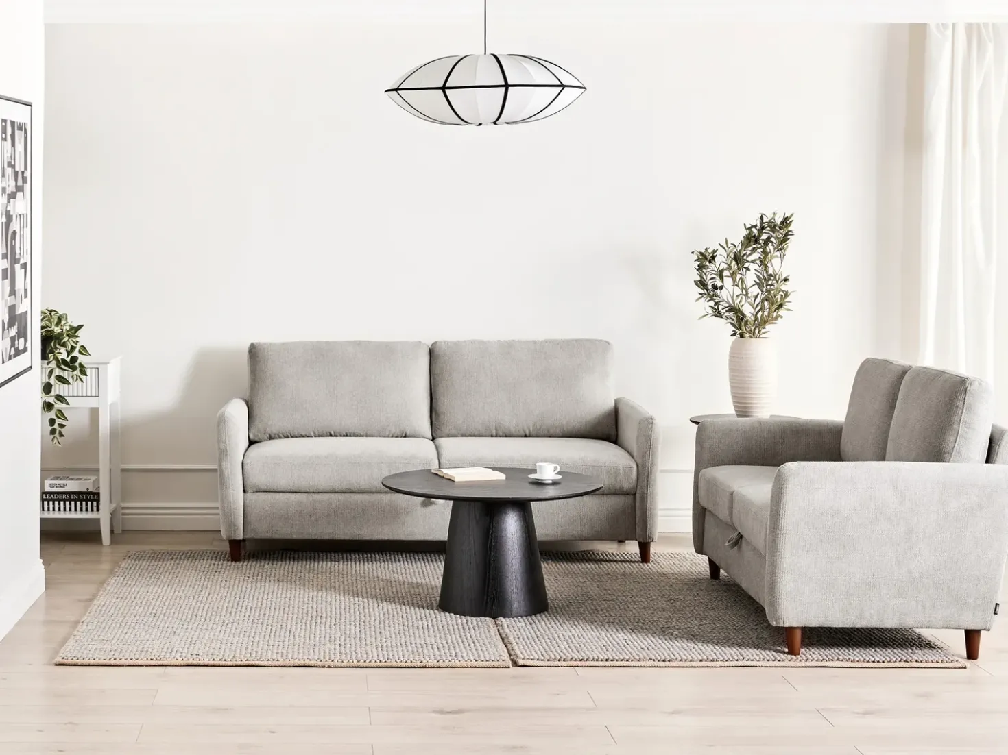 Set da salotto 5 posti MARE Tessuto Grigio