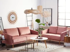 Set da salotto 5 posti MAURA Velluto Rosa