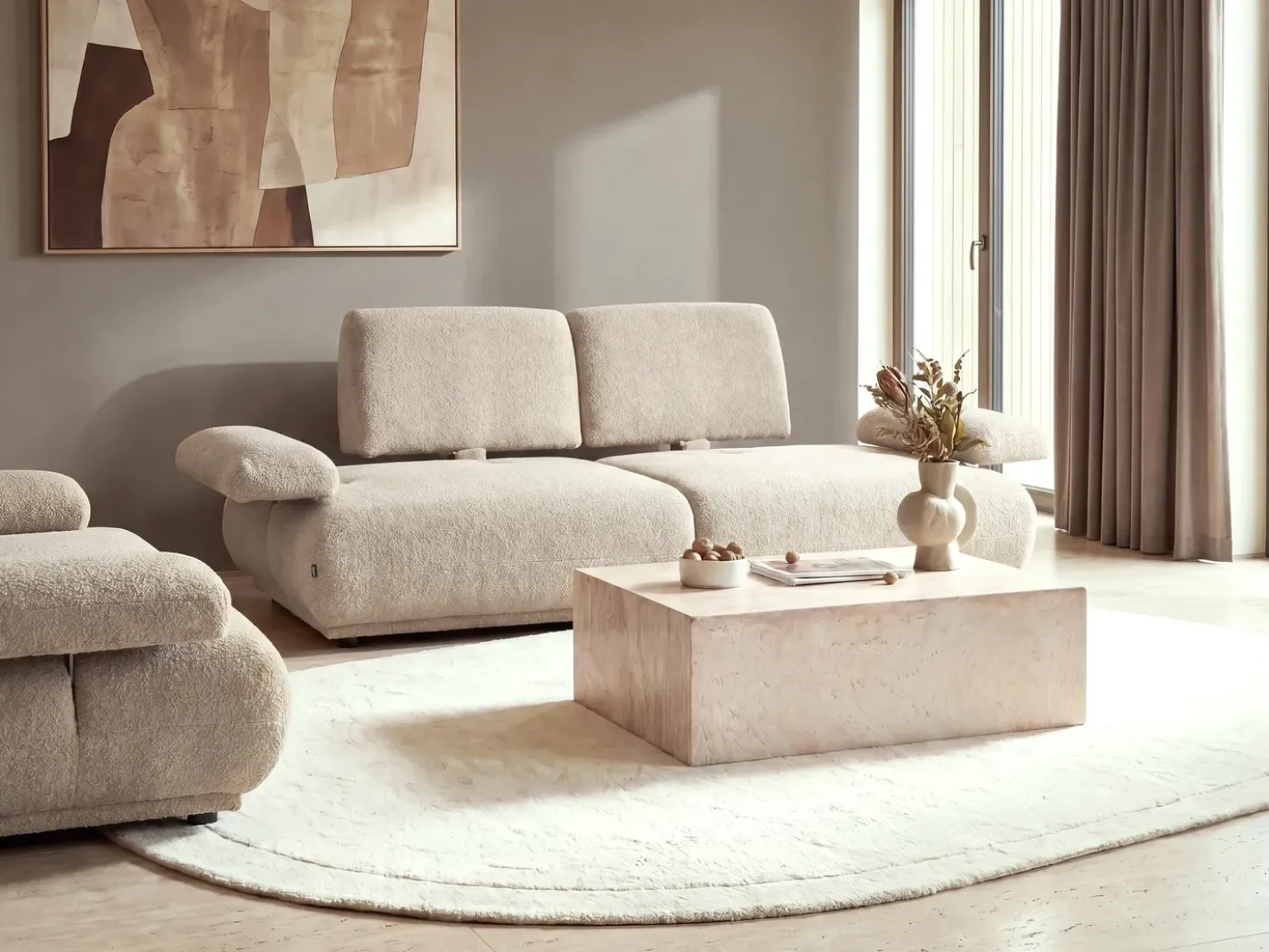 Set da salotto 5 posti NACKA Bouclé Beige