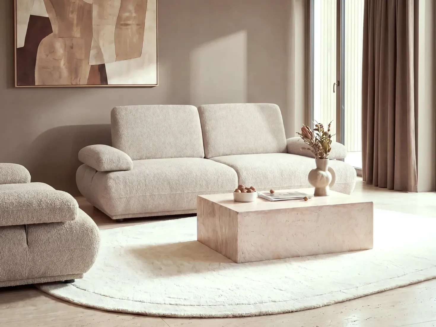 Set da salotto 5 posti NACKA Bouclé Beige