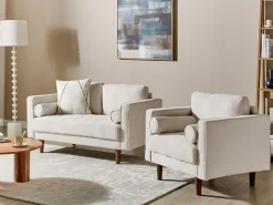 Set da salotto 3 posti NURMO Tessuto Beige chiaro
