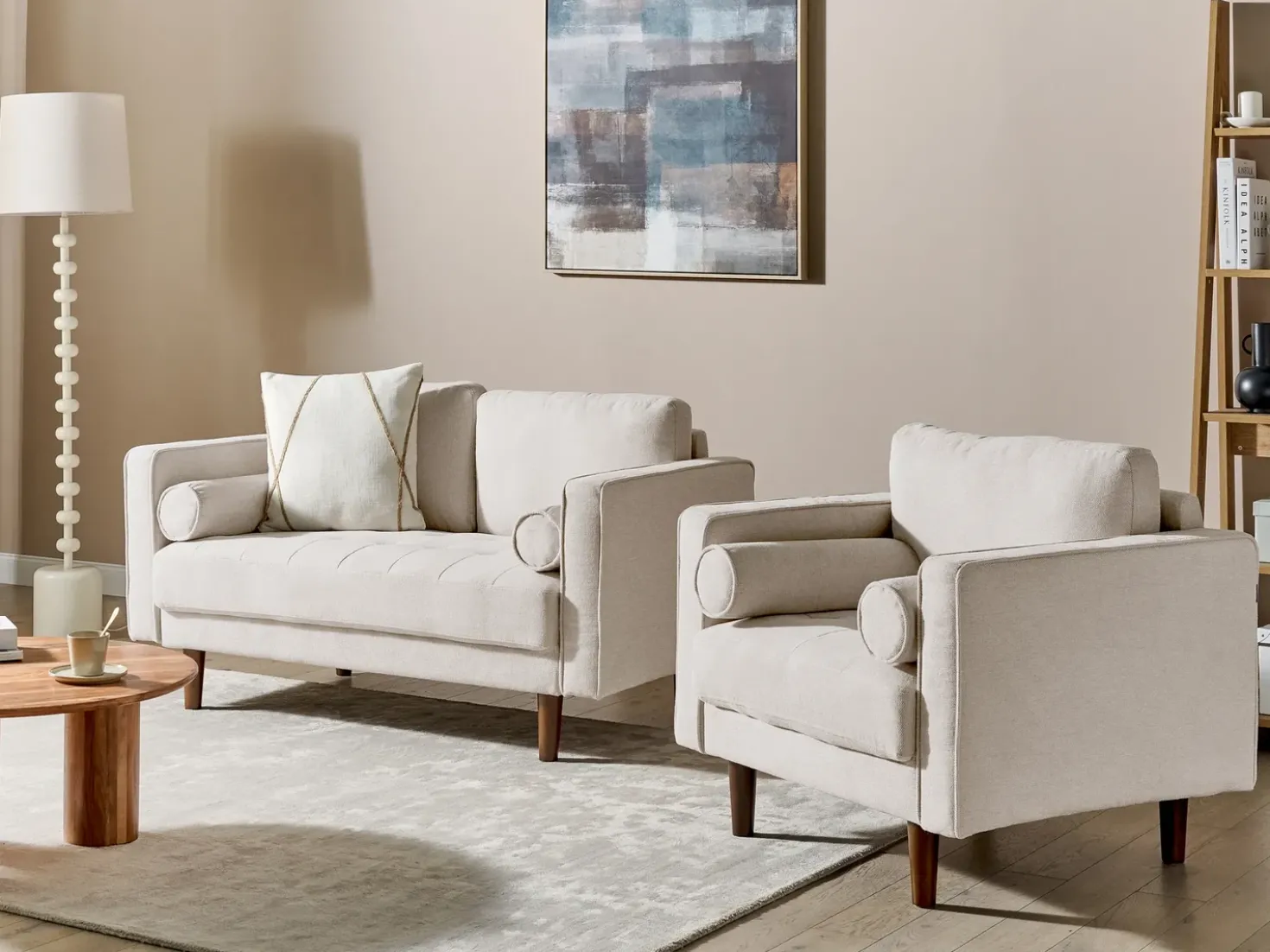 Set da salotto 3 posti NURMO Tessuto Beige chiaro