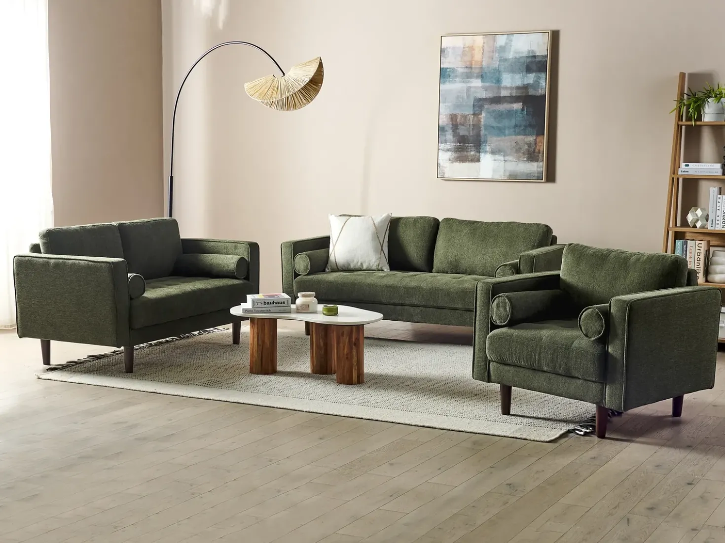 Set da salotto 6 posti NURMO Tessuto Verde scuro