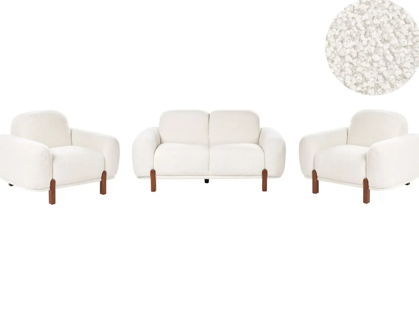 Set da salotto 4 posti ODNES Bouclé Bianco