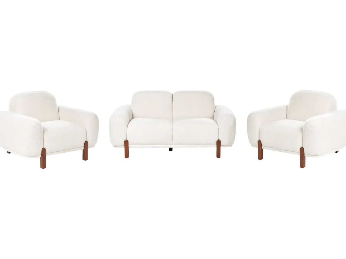 Set da salotto 4 posti ODNES Bouclé Bianco