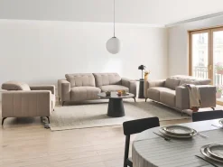 Set da salotto 6 posti OMMEL Tessuto Tortora