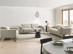 Set da salotto 6 posti OMMEL Tessuto Beige chiaro