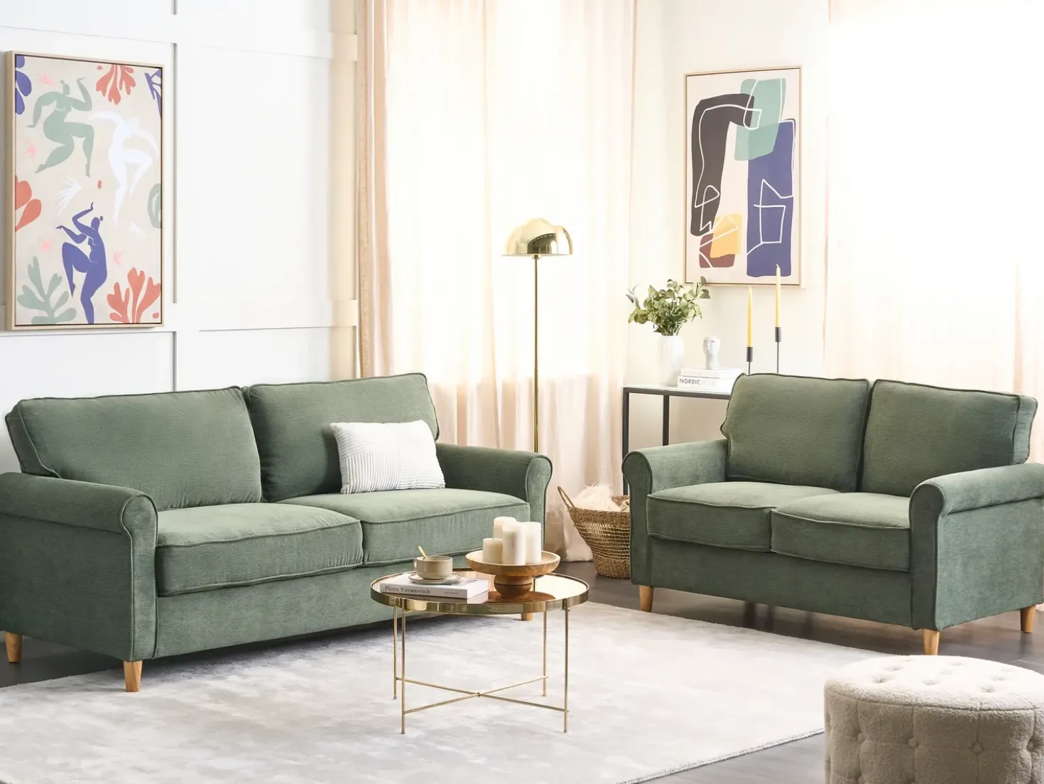 Set da salotto 5 posti RONNEBY Velluto a coste Verde scuro