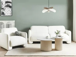 Set da salotto 4 posti SALAND Tessuto Bianco