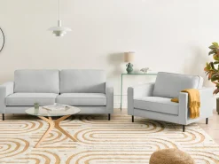 Set da salotto 4 posti SAVALEN Tessuto Grigio chiaro