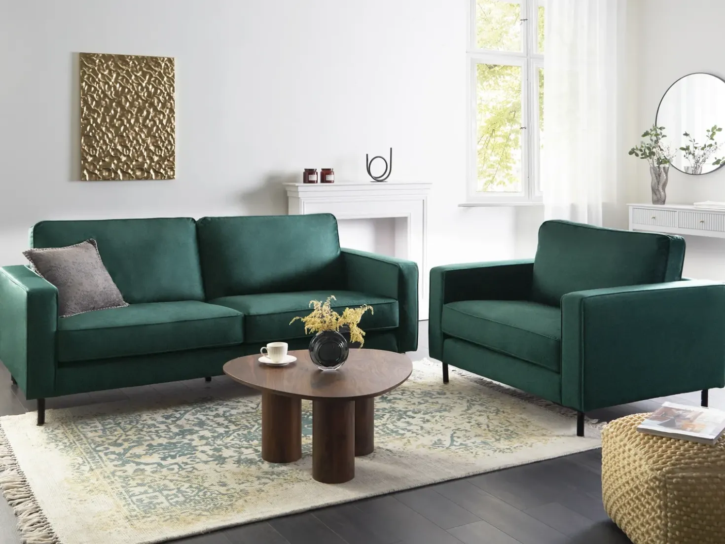 Set da salotto 4 posti SAVALEN Velluto Verde scuro