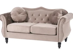 Set da salotto 5 posti SKIEN Velluto Tortora