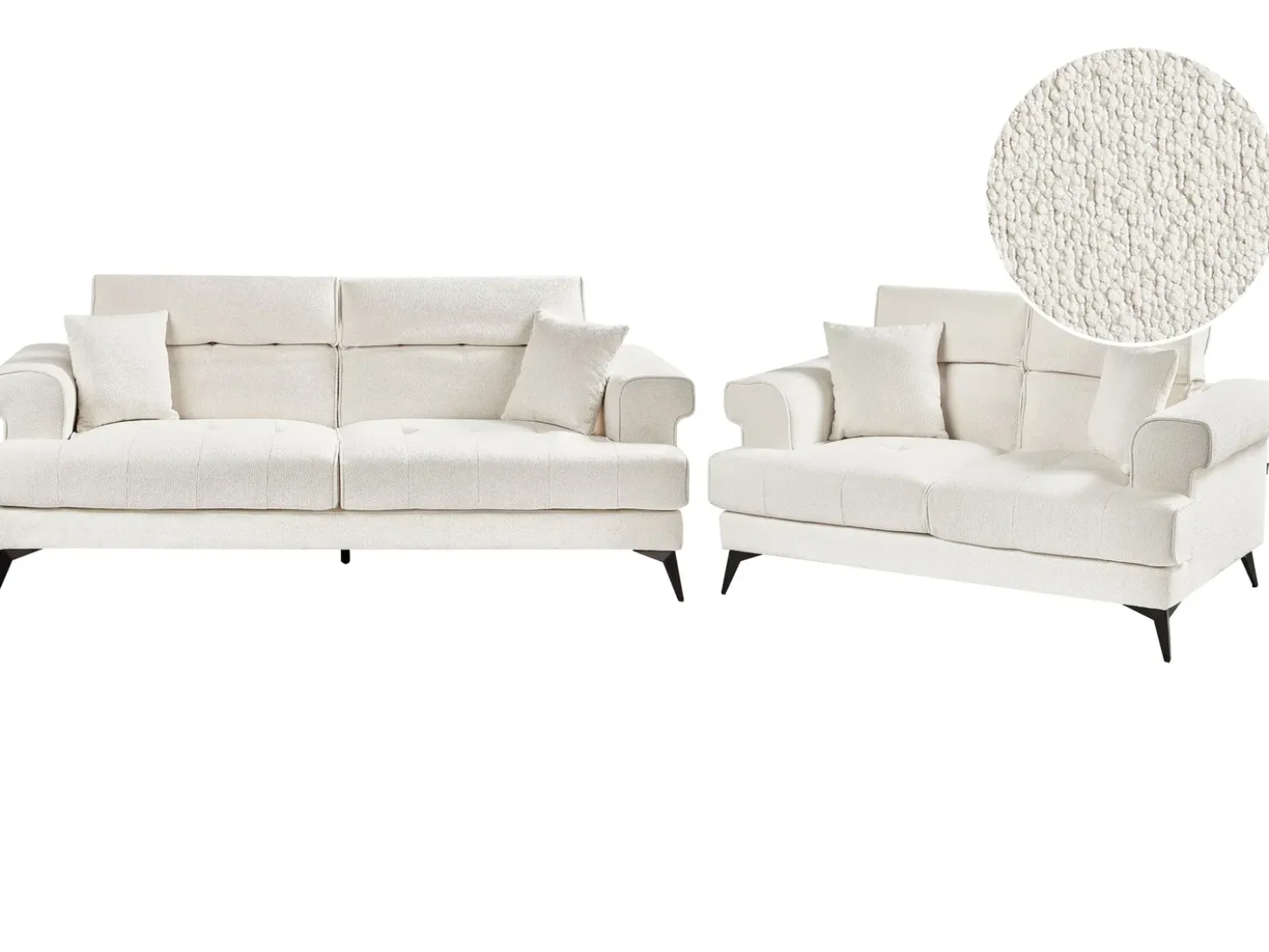 Set da salotto 5 posti SKIVE Bouclé Bianco