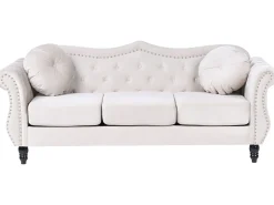 Set da salotto 5 posti SKIEN Velluto Beige chiaro