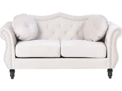 Set da salotto 5 posti SKIEN Velluto Beige chiaro