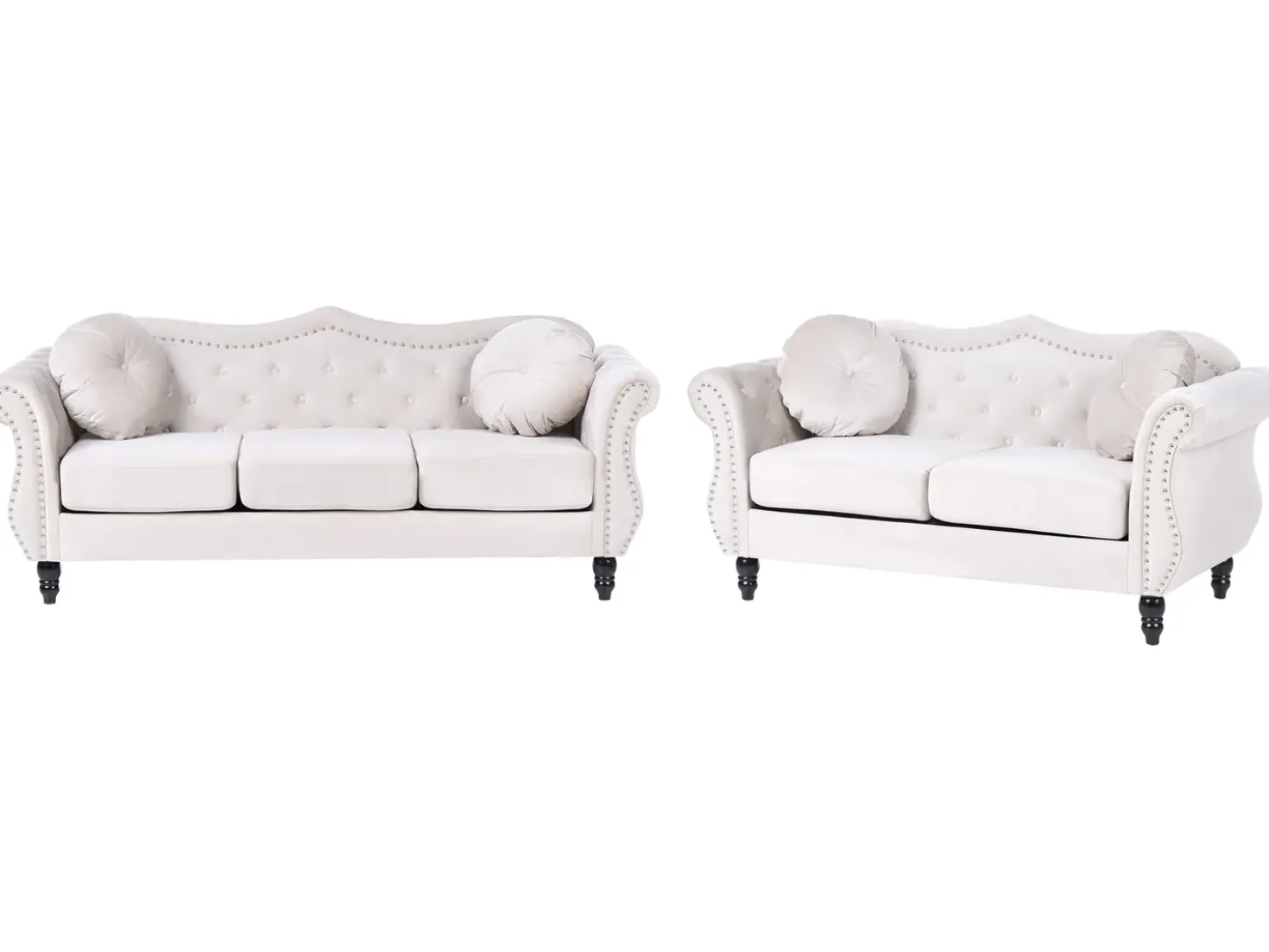 Set da salotto 5 posti SKIEN Velluto Beige chiaro