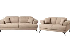 Set da salotto 5 posti SKIVE Tessuto Marrone chiaro