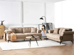 Set da salotto 5 posti SKIVE Tessuto Marrone chiaro