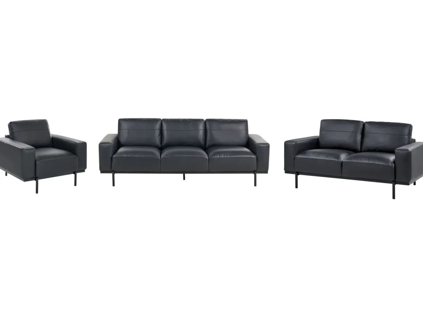 Set da salotto 6 posti SOVIK Pelle sintetica Nero
