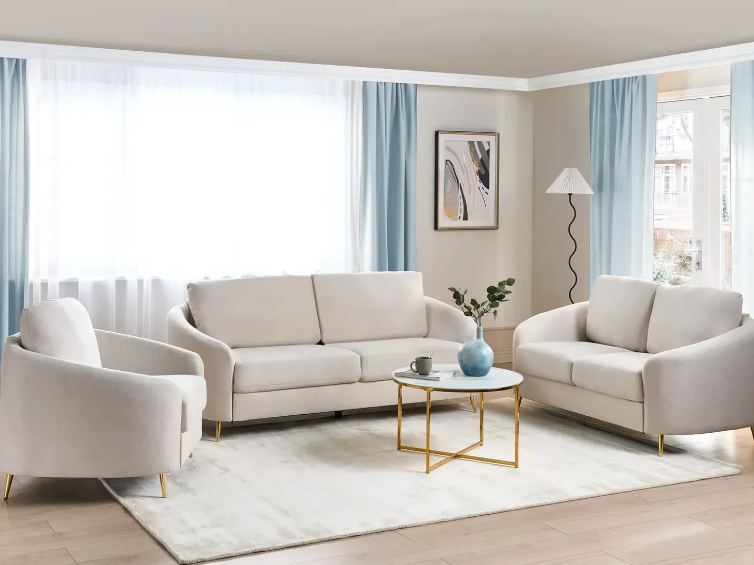 Set da salotto 6 posti TROSA Tessuto Beige chiaro