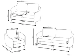 Set da salotto 6 posti TROSA Tessuto Beige chiaro