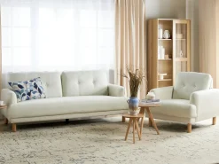 Set da salotto 4 posti TUVE Tessuto Bianco sporco