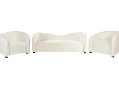 Set da salotto 5 posti VELTADA Velluto Bianco sporco