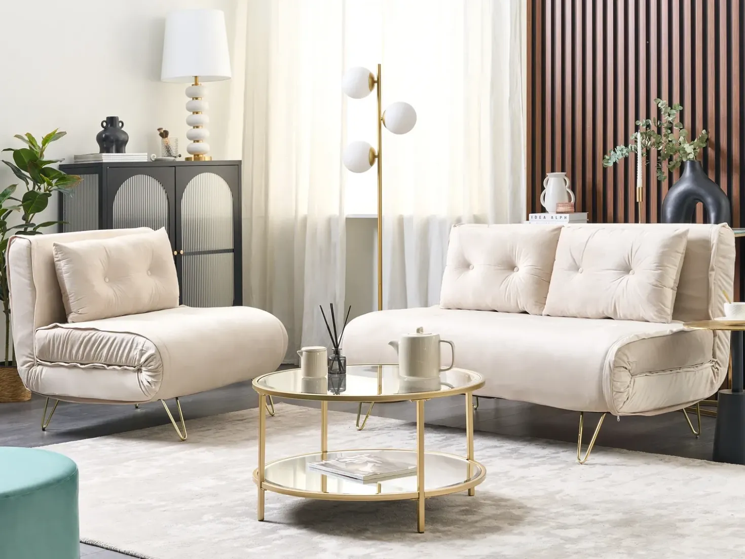 Set da salotto 3 posti VESTFOLD Velluto Beige