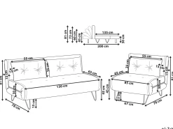 Set da salotto 3 posti VESTFOLD Velluto Grigio