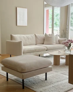 Set da salotto 5 posti VINTERBRO Velluto Beige chiaro con ottomana