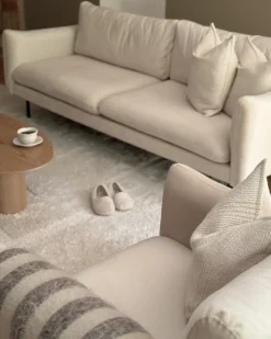 Set da salotto 5 posti VINTERBRO Velluto Beige chiaro con ottomana