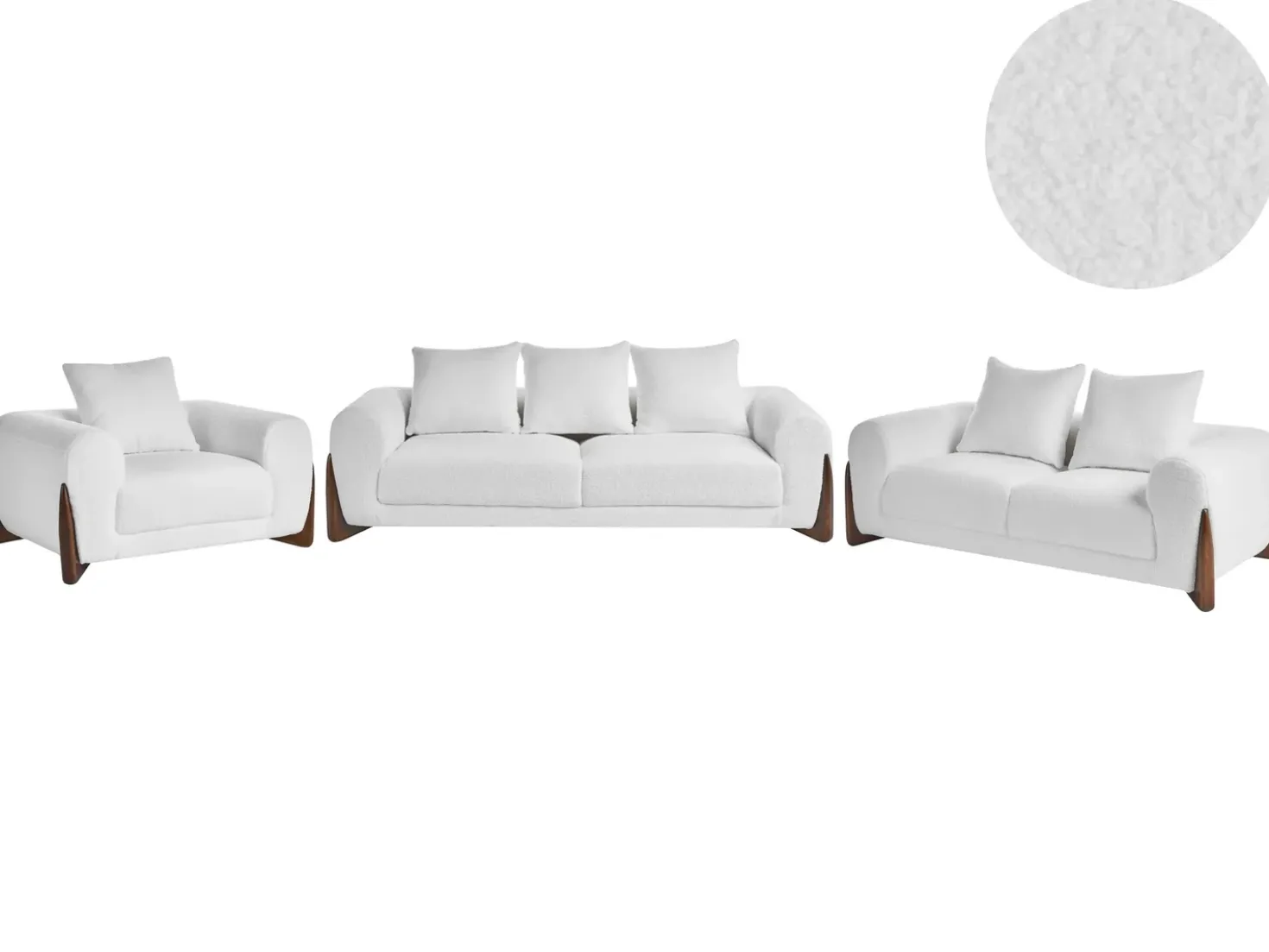 Set da salotto 6 posti VINLIDEN Bouclé Bianco