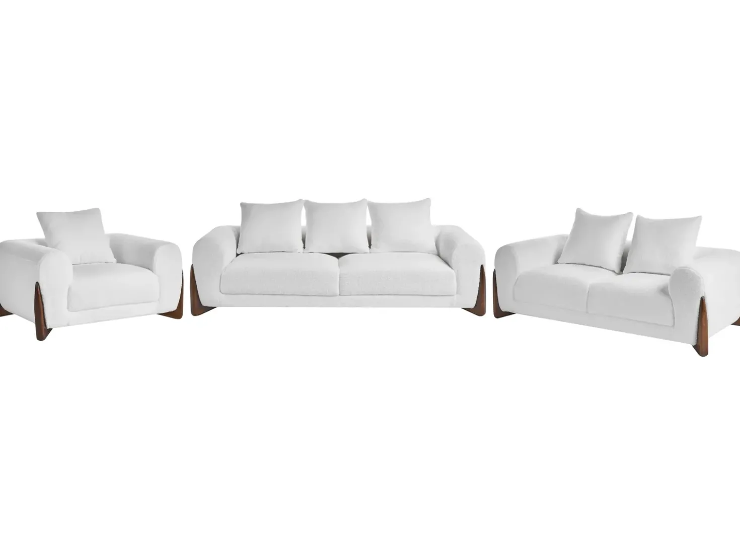 Set da salotto 6 posti VINLIDEN Bouclé Bianco