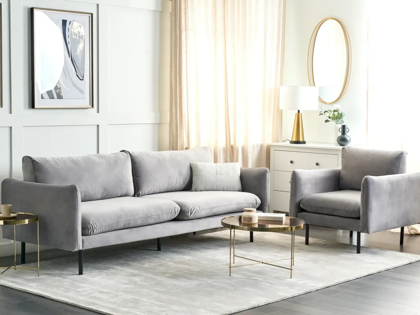 Set da salotto 4 posti VINTERBRO Velluto Grigio
